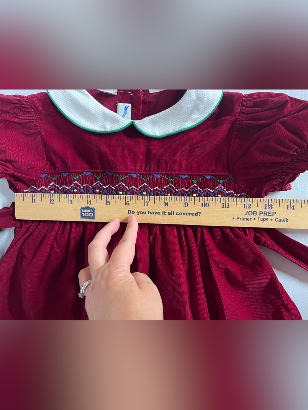 Vintage Silly Goose Hand Smocked Corduroy Dress with Peter Pan Collar Girls 5 - Picture 6 of 6